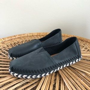 Toms black leather rope alpargata shoes